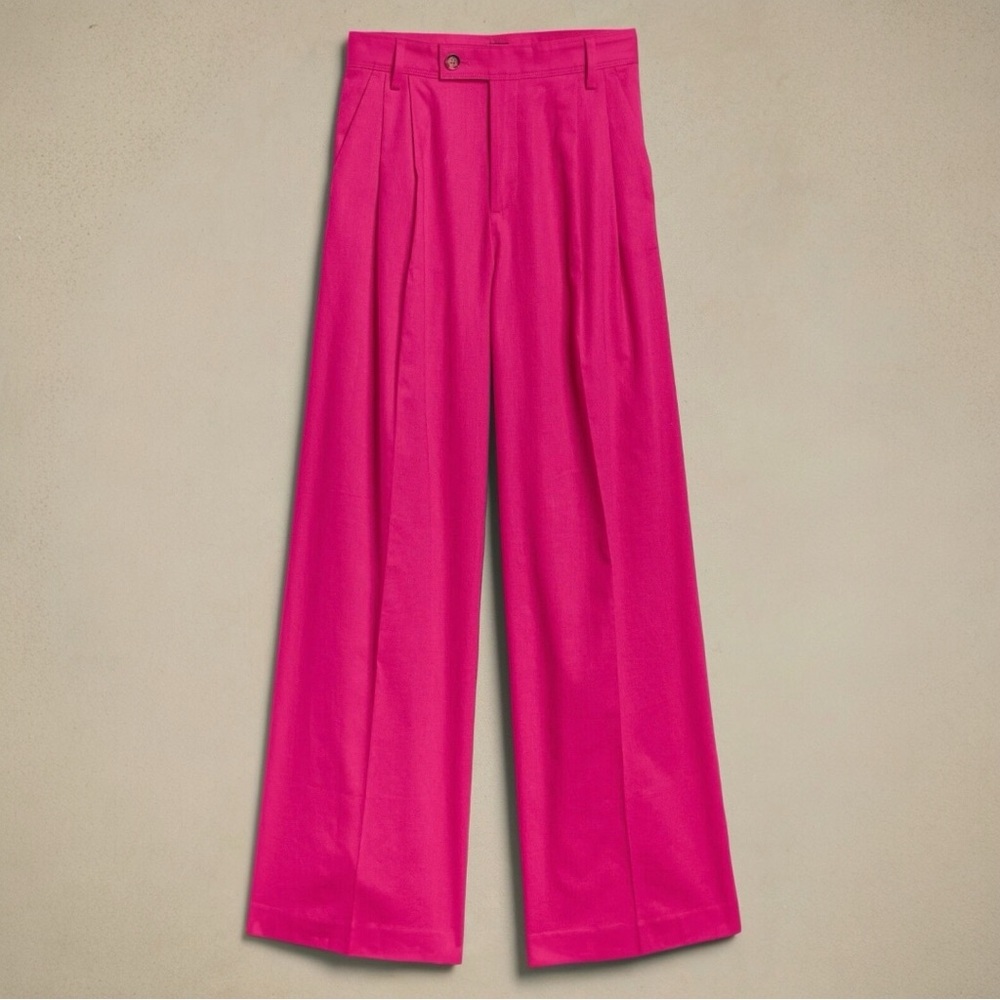NWT Banana Republic LINEN-BLEND WIDE-LEG PLEATED TROUSER - Picture 5 of 5